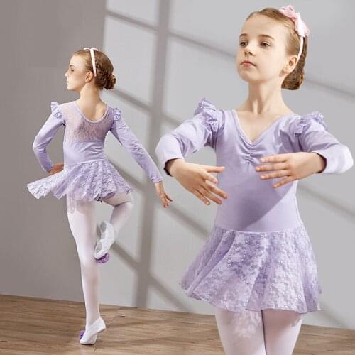 Long Sleeve Dancewear for Girls, Cotton Cute Dance Dress ,Toddler Stage Performance Dress, Kids Tutu Dress,Lovely Dance Skirts