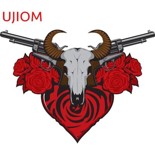 UJIOM Antelope Head and Pistol Wall Decorations Living Room Home Decoration Accessories Wall Stickers Kitchen Bathroom Decals