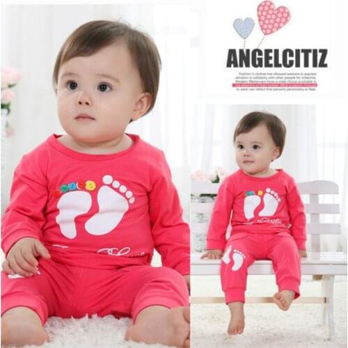 Spring Autumn Blue Yellow Red Cartoon Newborn babies cloth set infant long sleeve 100% cotton cloth suit Top T-shirt + pants Set