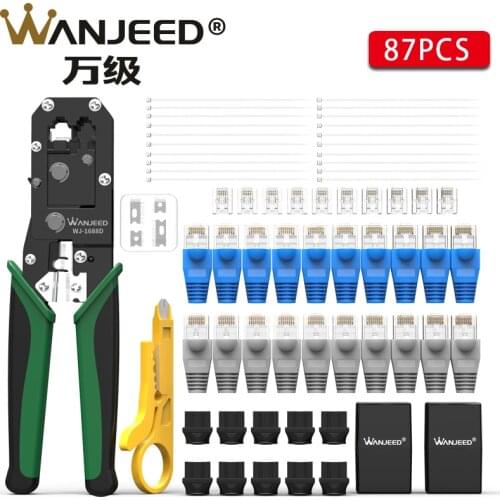 WANJEED Crimping Tool RJ45 Crimper Set Network LAN Cable Crimper Cutter Stripper Plier 8P/6P for RJ12 RJ11 RJ45 Connector
