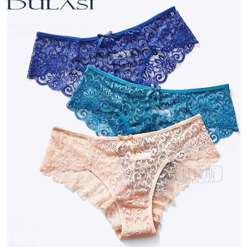 Cutout Sexy Panties Womens Underwear Lace Fashion Bikini Skin-friendly Girls Underpanties Solid Color Briefts DUASI 3pcs/lot