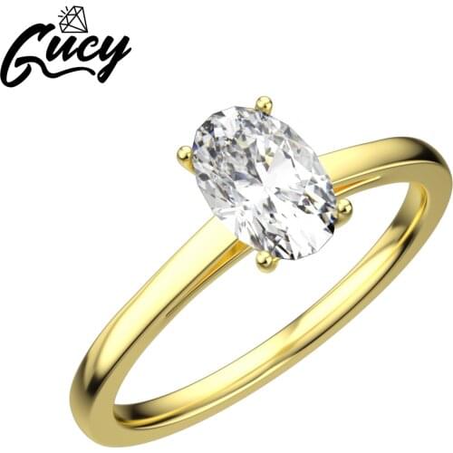GUCY High Quality 100% 925 Sterling Silver 0.5CT-1CT Moissanite Gemstone Wedding Engagement Ring Jewelry Gift Wholesale