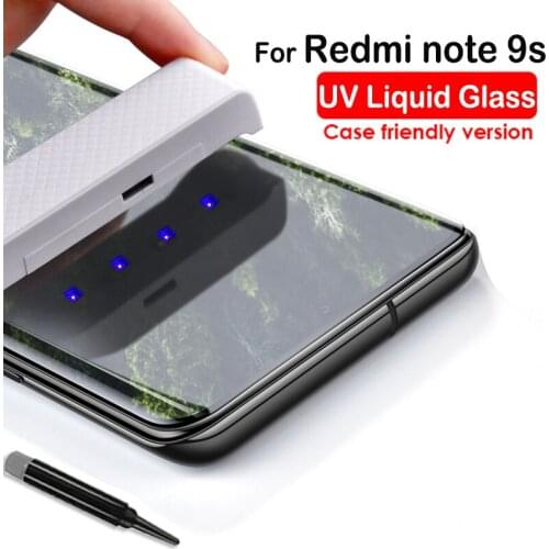 For xiaomi redmi note 9s UV Liquid full Glue Glass for xiaomi redmi note 9 pro max note 9 s pro max uv glue screen protector