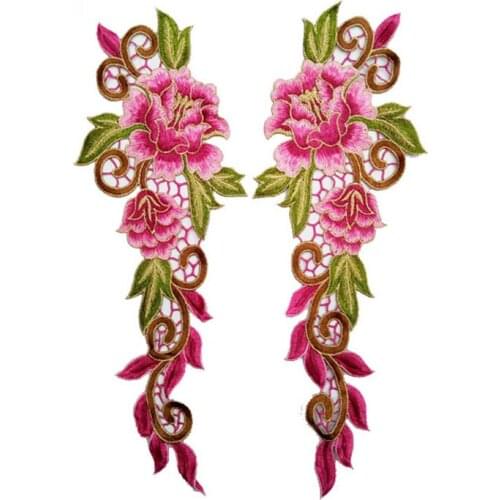 1 Pair Wedding Dress Floral 3D Embroidery Sewing Patches Lace Applique Flower Trims DIY Scrapbooking NL378