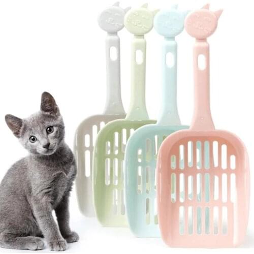 1Pc Cat Litter Shovel Candy Color Cat Litter Scoop Ergonomic Handle Cat Shovel Kitty Scoop Pet Cleaning Supplies Random Color