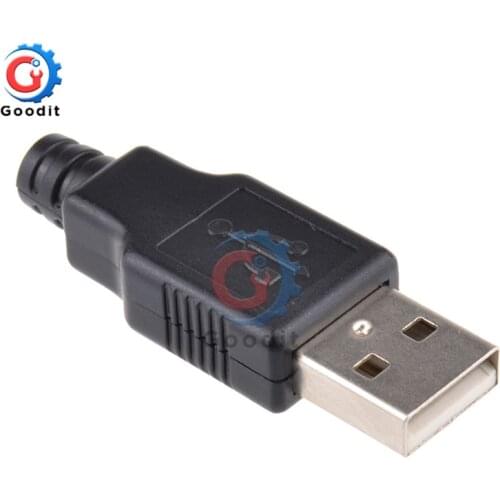10pcs USB 2.0 Type A Male USB 4 Pin Plug Socket Connector With Black Plastic Cover