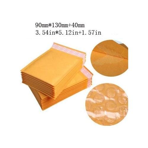 100 Pcs/pack Yellow Bubble Envelope Wrap Bag Pouches Packaging PE Bubble Bags Kraft Bubble Mailers Pad 90*130+40mm Wholesale jk7