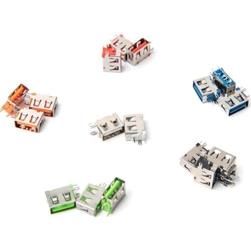 100 PCS a lot USB female socket side plug USB Port Female Solder Jacks Connector 10.0 random color
