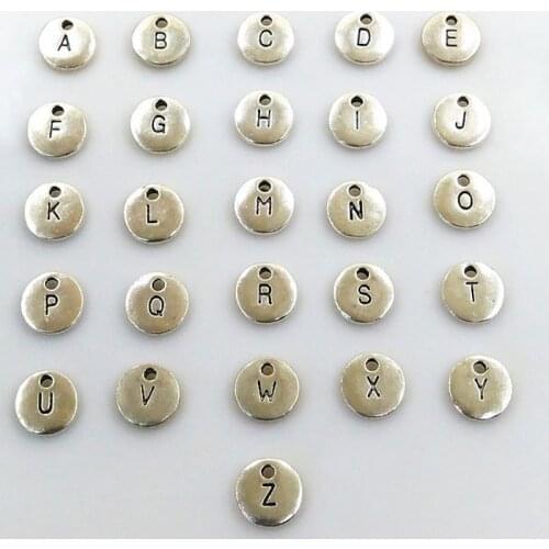130pcs double side round Gold Disc Pendant Alphabet A-Z Letter Tag Charms Stamp Initial Jewelry,10mm Beads For Jewelry Making