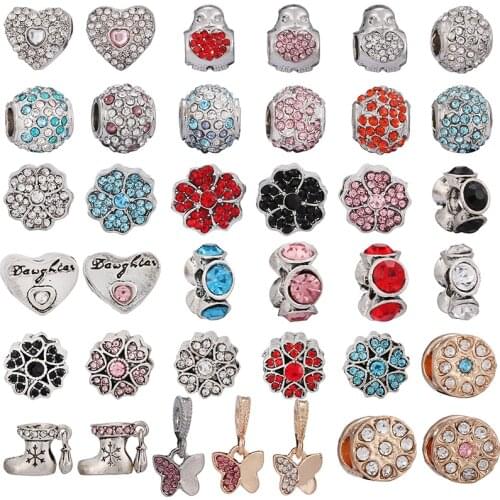 2Pcs/Lot Of Antique Silver-plated Lucky Beaded Pendants Suitable For Making Branded Womens Bracelet Gifts C3-2