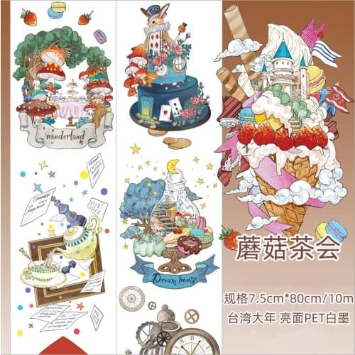 8 Designs 10M Fairy Girls PET Washi Tape Junk Journal Masking Tape Adhesive Tape DIY Scrapbooking Photo Album Washi Sticker