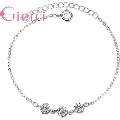 925 Sterling Silver Charm Bracelets Concise Style Square Cubic Zirconia Fashion Jewelry Girls Party Engagement Wholesale