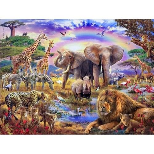DIY 5D Diamond Painting Animals In The Forest Drinking Water Full Drill Animal Mosaic Embroidery Cross Stitch Kit Rhinestones