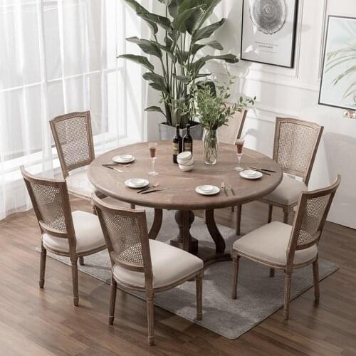 American solid wood chair retro dining chair rattan net back home B&B bar cafe old country casual armchair