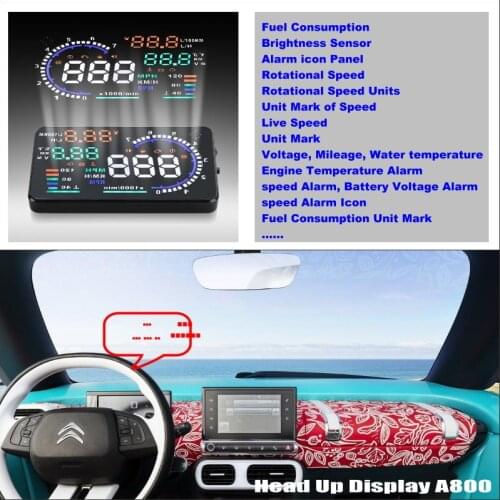 Car HUD Over Speed Alarm Safe Drive Display For Citroen C3 Picasso C4 Refkecting Windshield Head Up Display Screen Projector