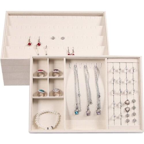 New Fashion Suede Nap Fabric Fully Wrapped Velvet Jewelry Box Jewellery Organizer Jewelery Rangement Gift Packaging Wholesale