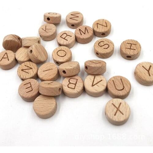 1/10/26Pcs 38 Styles Letters Number Carved Flat Wooden Beads DIY Crafts Bracelet Jewelry Making Accessory Baby Toy 15mm
