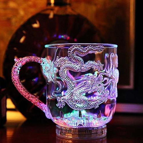 Water Bottle 1Pc Fashion LED Light Whisky Creative Cup Mug Water Activated Colorful Change Light Up Dragon Beer Home Office Cup