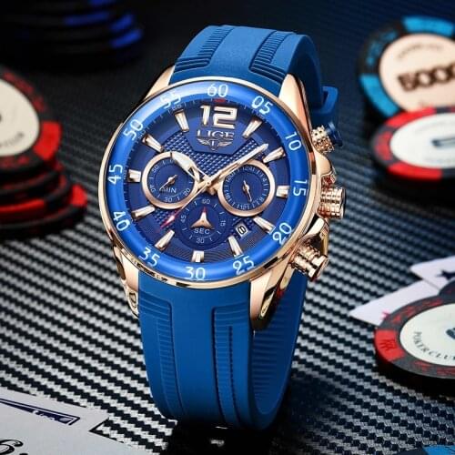 2021 Fashion Mens Watches LIGE Top Brand Luxury Silicone Sports Watch Men Quartz Clock Waterproof Wristwatches Relogio Masculino