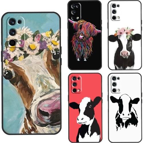 Cute Cartoon Cow Case For OnePlus 8T 7T Nord 7 8 9 Pro Cover For Realme 8 7 6 Pro Q3 C3 C11 C15 C21 GT Neo