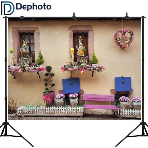 Dephoto Photography Backdrops Spring Easter Rabbit Flower House Decor Portrait Photo Studio Background Photozone Photophone
