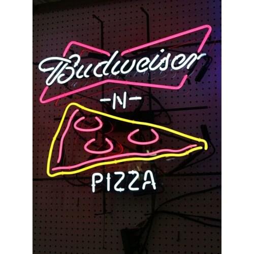 Decorative Light Budweiser n pizza Slics Neon Light Sign Restaurant Beer Bar Display Shop Wall light Enseigne Lumineuse Handmade