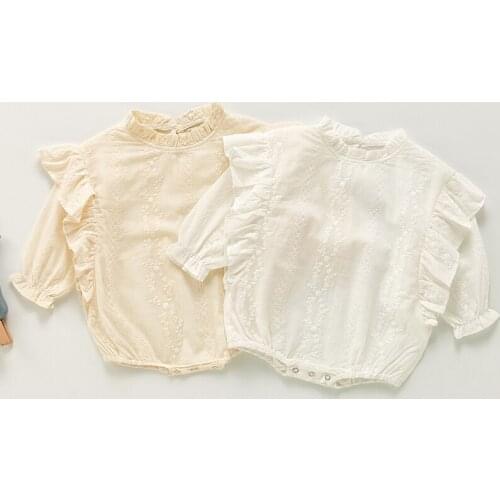 Korean Style Baby Girl Bodysuits Cotton Long Sleeve Embroidery Newborn Baby Girls Jumpsuit Spring Autumn Baby Girls Clothes