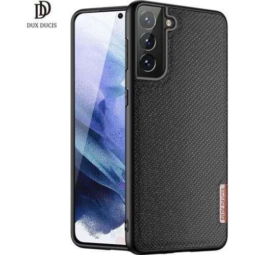 For Samsung Galaxy S21 5G DUX DUCIS Fino Series Woven Fabric Protecting Back Case Anti-Shock Non-Slip Original Slim Design