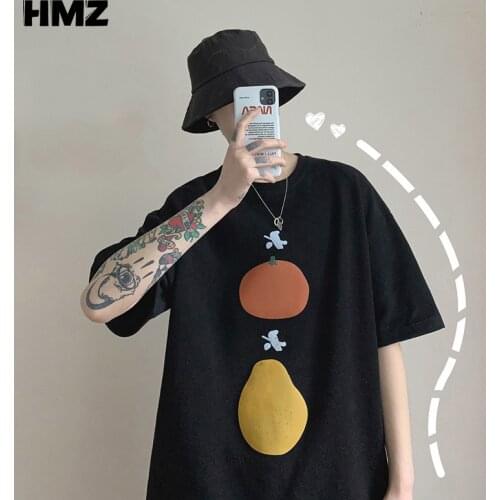 HMZ Summer Funny Graphic Fruits T-shirt Men Harajuku Tee Streetwear Men Oversized Hip Hop Tees Couple Casual T-shirt Half Sleeve