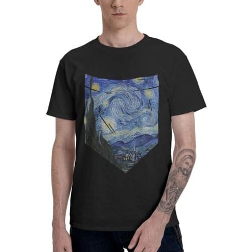 Vincent Van Gogh Portraits Landscapes Tshirt Men Streetwear Tees Top 100% Cotton T Shirt Short Sleeve Starry Night T-shirts