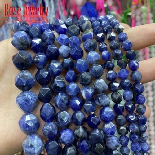 Faceted Natural Blue Sodalite Stone Beads For Making Jewelry 6/8/10/12mm Loose Spacer Beads DIY Bracelets Accessories 15Inchese