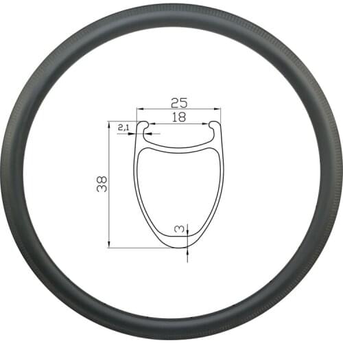 700C 38mm Road Bicycle V Brake Clincher Carbon Rim 25mm Outer Width Hook Bike Wheel UD 3K 12K Matte Glossy 20 21 24 28 32 Holes