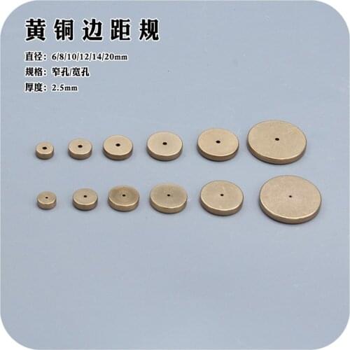Leather craft solid brass Circular margin gauge space set over liner 6/8/10/12/14/20mm small and big hole 2 set 12pcs