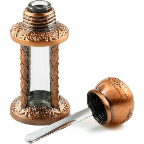 Beauty Antiqued Metal Perfume Bottle Arabic Style Essential Oils Bottles 3ml Royal Glass Container Wedding Decorated Lady Gift