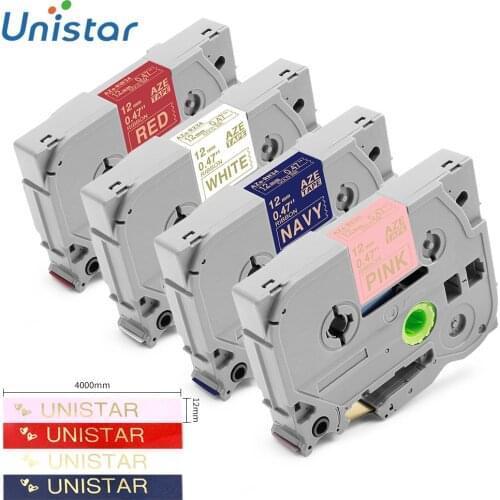 Unistar Compatible for Brother Label Tape 12mm for Label Maker Satin Ribbon AZe-RN341 R234 RE34 AZe-RW34 non-adhesive Diy Gift