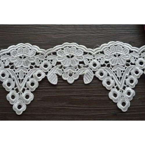3 yard 10.7cm 4.21" wide ivory embroidered tapes lace trim ribbon clothing dress skirt fabric 1160446QL4K45