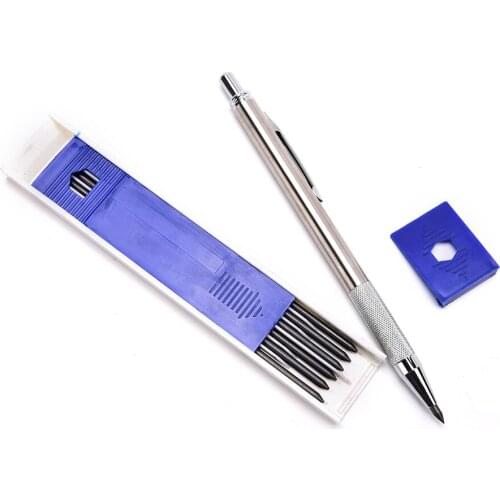 Metal Automatic Pencil Silver Mechanical Pens For Kids Writing Gift Student School Stationary 3mm 1set