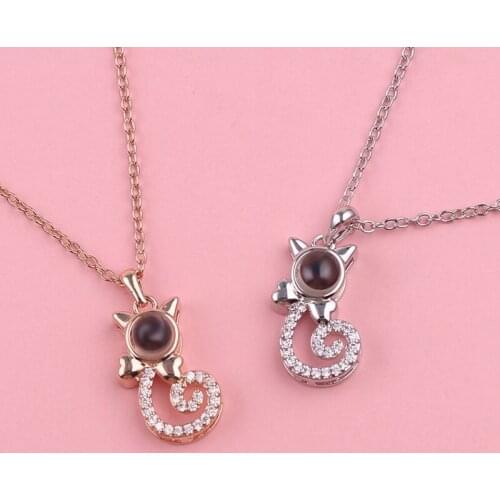 Fashion necklace pendant for couple Cute necklaces 100 kinds I love you language projection jewelry gift Clavicle Chain Femme