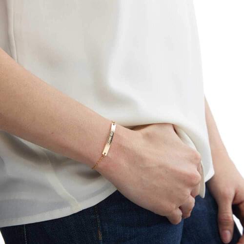 Trendy Long Bar Name Bracelet Femme Personalized Jewelry Stainless Steel Chain Custom Nameplate Engraved Bracelet Accessories