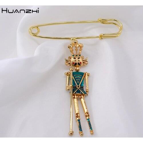 HUANZHI 2020 New Portrait Metal Retro Brooch Gold Cartoon Models Human Face Jewelry Enamel Jewelry for Coats Accessories