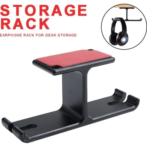 Newest Headphone Hanger Hook Tape Under Desk Dual Headset Mount Holder Aluminum Gaming/Wired Earphone Stand Cable Organizer