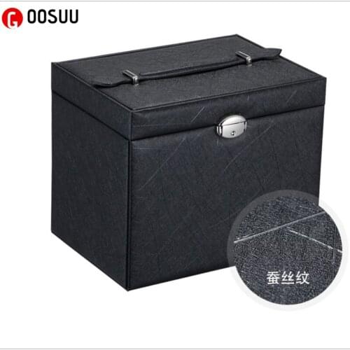 GOOSUU PU Jewelry Organizer box Large Capacity Silk Grain Portable makeup Bracelets Earring&Ring packaging Necklace container