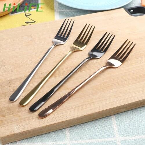 HILIFE Food Fruit Fork for Hotel Party Kitchen Accessories Tableware Long Handle Cake Dessert Forks Stainless Steel Dinner Fork
