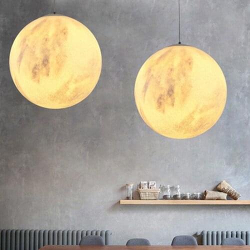 Nordic 3d Printing Moon Pendant Light Ball Modern Simple Living Room Droplight Bedroom Dining Hall Home Lighting