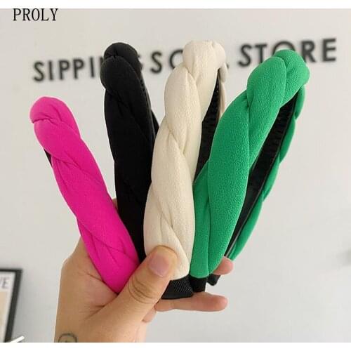 PROLY New Fashion Women Hairband Braid Headband Solid Color Casual Turban Non-Slip Teeth Headwear Autumn Hair Accessories