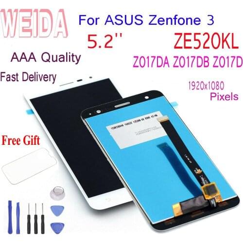 WEIDA 5.2"For ASUS Zenfone 3 ZE520KL Z017DA Z017DB Z017D LCD Display Touch Screen Digitizer Assembly +Frame With Tools ZE 520KL