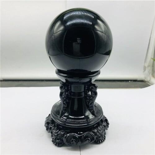 Natural obsidian mineral crystal ball polishing home decor ball+ wood bracket