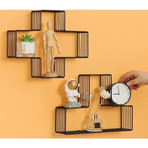 Nordic Iron Storage Display Shelf Wall Hanging Storage Rack Living Room Decoration Rack Office Home Decoration Organizer Holder