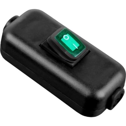 Inline Cable Cord Switch Waterproof IP65 Dustproof Max AC100~250V 10A 2 Position On/Off LED Indicator