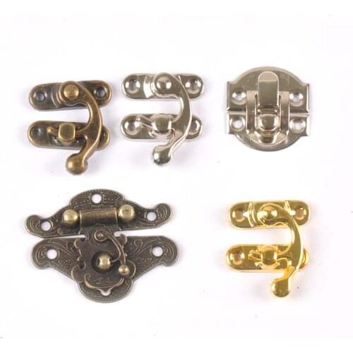 Antique Silver Bronze Vintage Lock Hasp Jewelry Wooden Box Latch Clasp Purse Locks Furniture Hardware Padlock 5 designs c2148